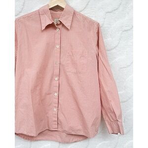 GAP Button Up Barbie Pink White Gingham Plaid Shirt Long Sleeve Casual Top XS